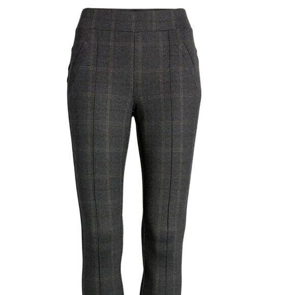 WIT & WISDOM NEW $68 Plaid Ankle Leggings in Charcoal Brown PM Petite Medium - Picture 5 of 5